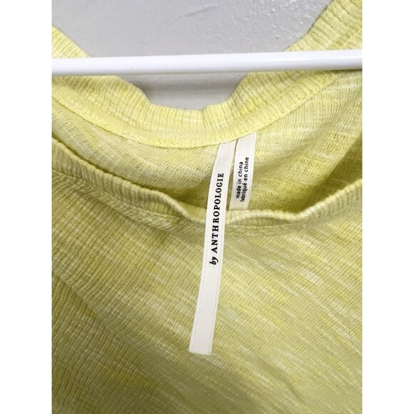 Anthropologie Yellow Slub Drop Shoulder Sweatshirt Lightweight Large Sweater Top - Picture 2 of 9